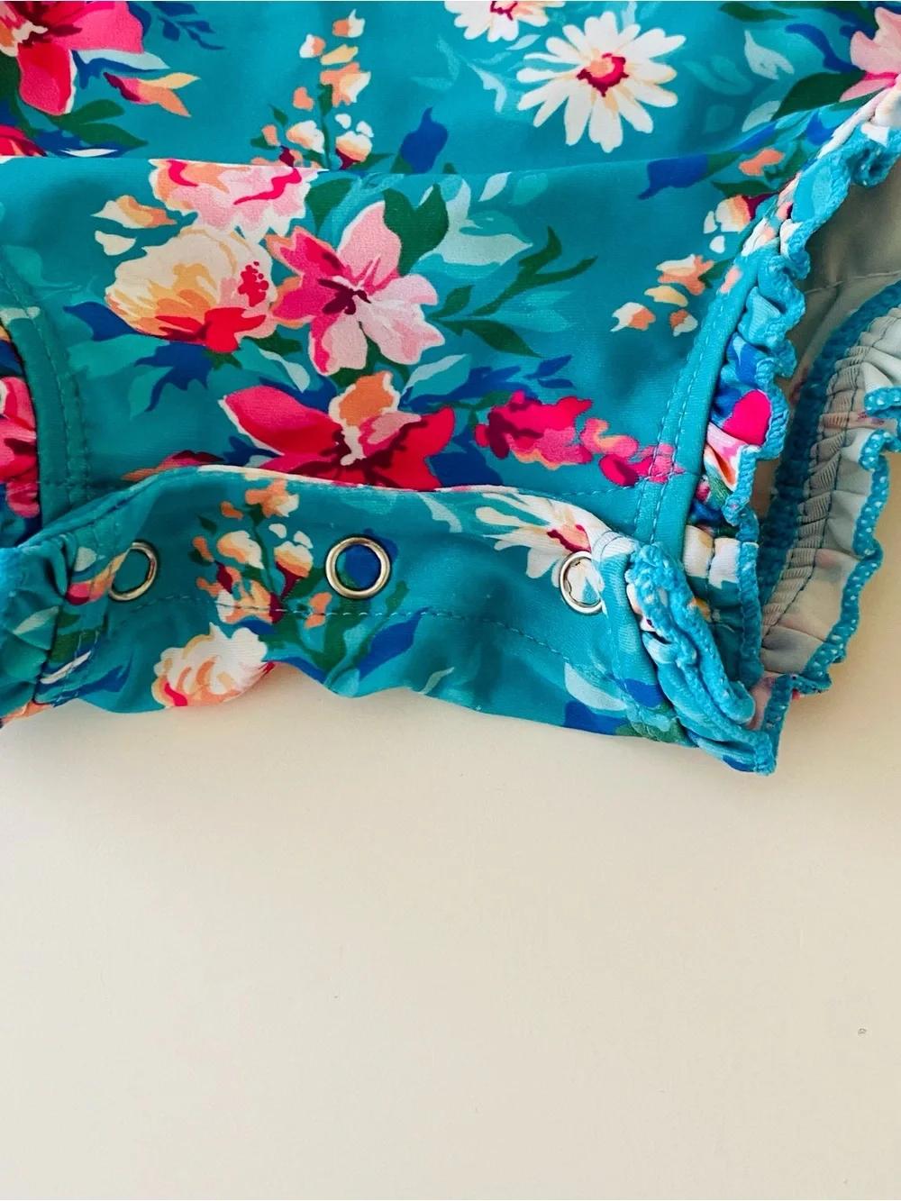 RuffleButts Baby UPF50+  Floral Long Sleeve One Piece Rash Guard 6-12M Swimsuit